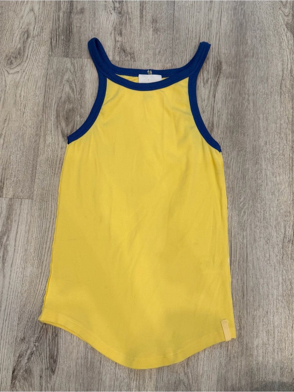 Sky to Moon Yellow Ribbed Ringer Tank Top Size Small
